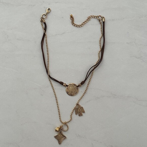 NWOT Free People Gold and Suede Detachable Multi-Strand Necklace with Pendants - Picture 9 of 11